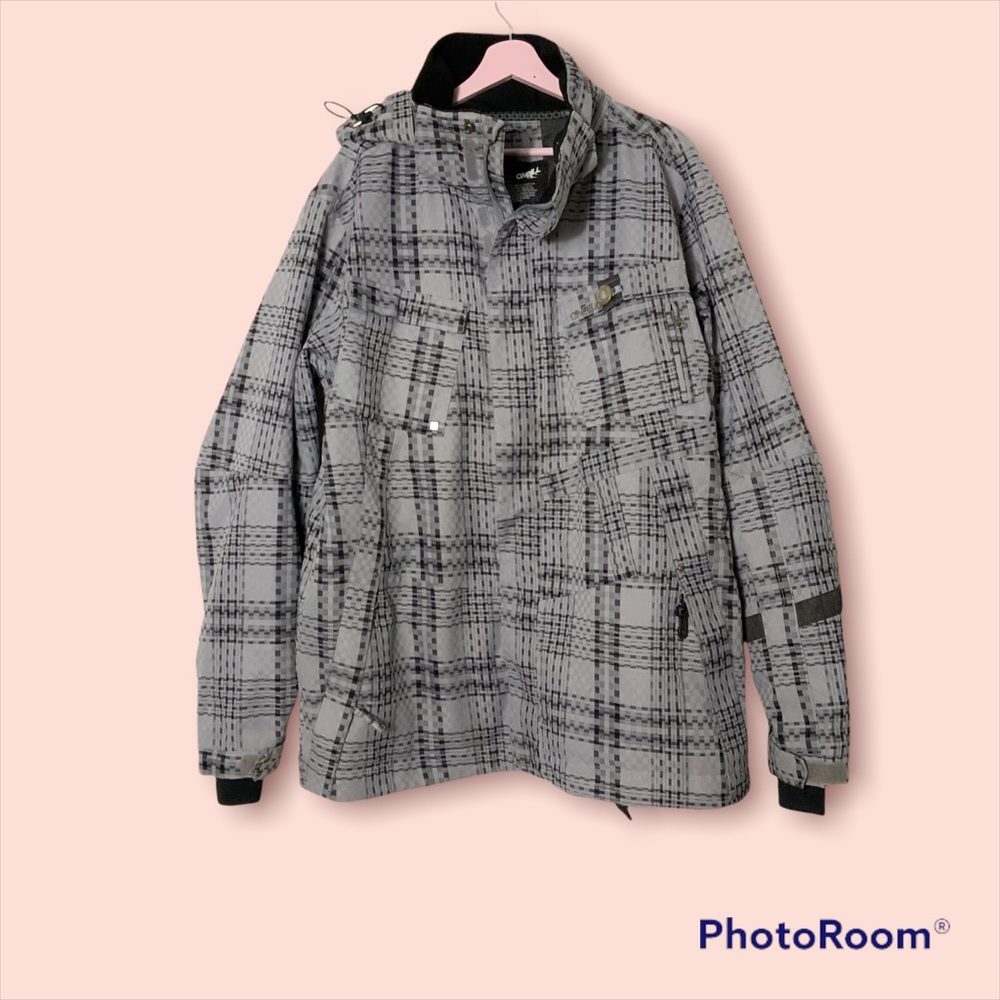 O’Neill freedom plaid snow jacket removable hood XL